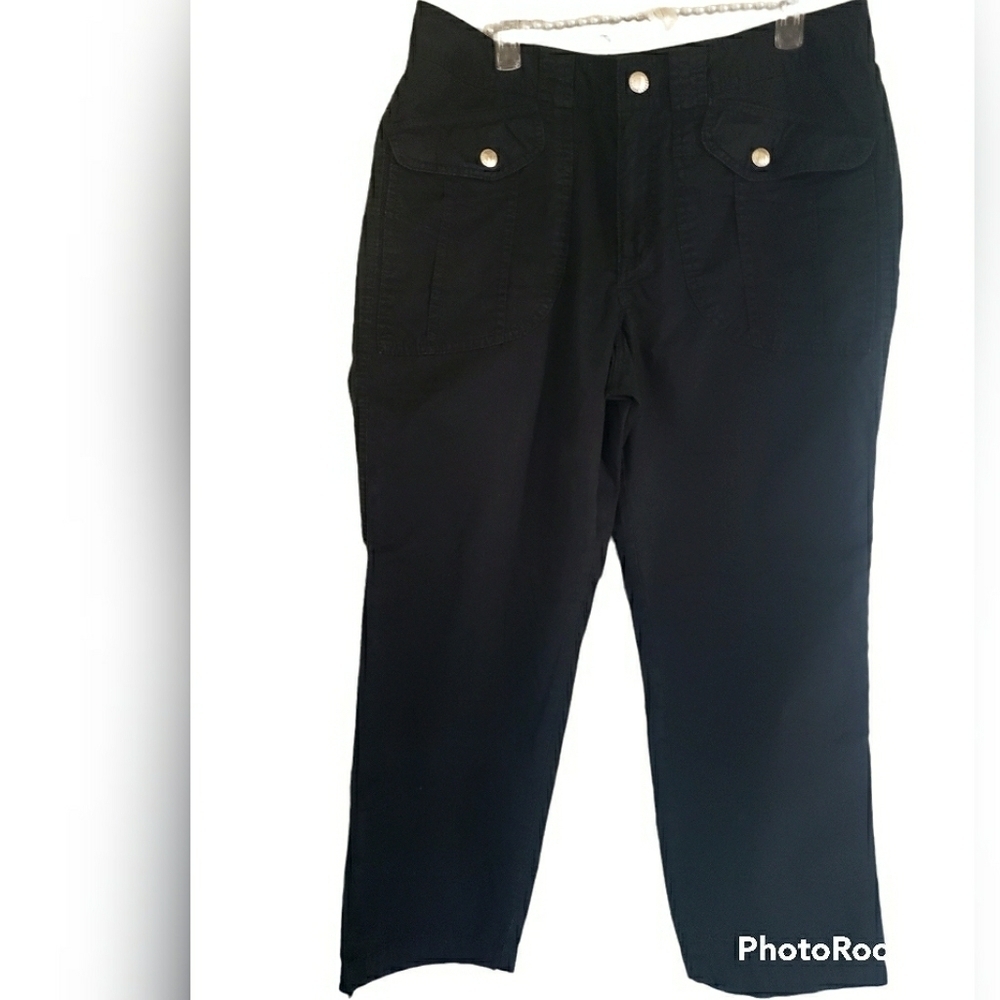 LAUREN Ralph Lauren Pants Womens Black Cargo 10 Casual Comfy Luxe